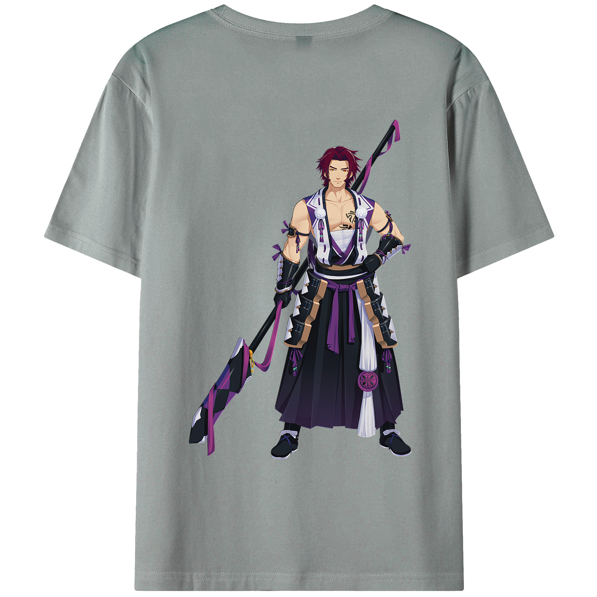（画像用） 刀剣乱舞 Touken Ranbu 綿100％ メンズ半袖Tシャツ（バックプリント） 通気性